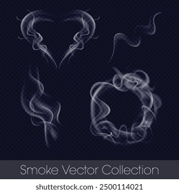 Elegant Smoke and Steam Vector Illustrations includes smoke heart, smoke circle and steam