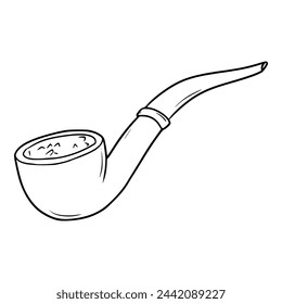 elegant smoking pipe illustration outline vector	
