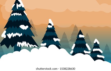 elegant snow with trees landscape background