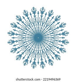 Elegant snowflake. Abstract ornament. Vector illustration for winter holiday design, greeting cards, and web. 