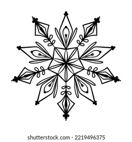 Elegant snowflake. Abstract ornament. Vector illustration for winter holiday design, greeting cards, and web. 