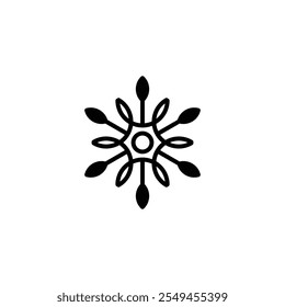 Elegant Snowflake Icon – Minimalistic Winter Symbol with Leaf Design.