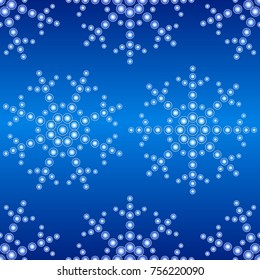 Elegant snowflake on  blue background. Vector seamless pattern.