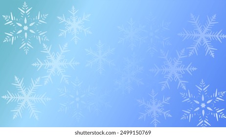 Elegant snowflake pattern on a gradient blue background, perfect for winter themes, holiday designs, and festive decorations.
