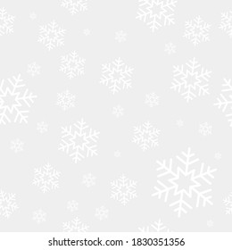 Elegant snowflake seamless pattern on light grey background for Christmas wallpaper, background, wrapping paper etc.
