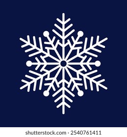 Elegante Vector de copo de nieve sobre fondo azul oscuro