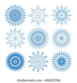 Elegant snowflakes set. Vector illustration