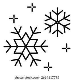 Ícone de vetor flocos de neve elegante para desenhos de inverno, feriado e Natal