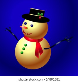 Elegant Snowman, Vector Illustration