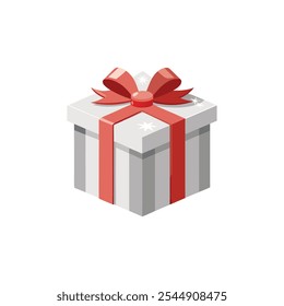 Elegant Snowy White Gift Box Perfect for Celebrations. Vector Illustration design on White Background 