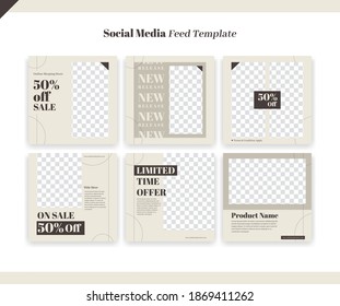 Elegant Social Media Instagram Feed Post Template Set For Online Shop Store Sale And Discount Promotion Ad