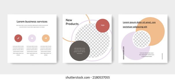Elegant Social media layouts, minimal square web banner templates for business, clean graphic design for company, posts for influencers and bloggers, multipurpose digital marketing objects