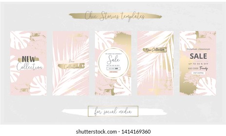 Elegant Social Media Trendy Chic Gold Rose banner Templates 