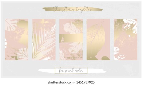 Elegant social media trendy chic gold pink blush banner templates 