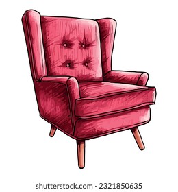 Elegant sofa with ornate leather cushion over white