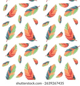 Elegant Soft Color Feathers seamless Watercolor Style White Background Design Element