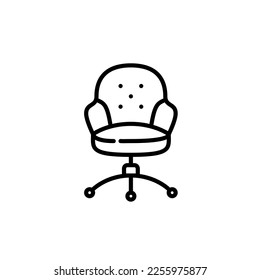 Elegant soft cushioned computer chair. Pixel perfect, editable stroke icon