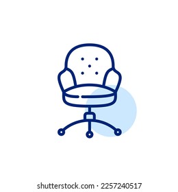 Elegant soft cushioned computer chair. Pixel perfect, editable stroke line icon