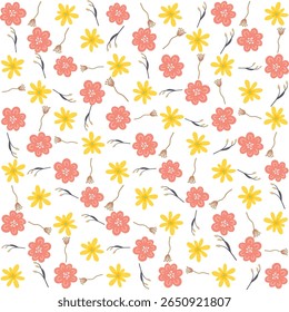 Elegante y suave patrón floral ilustración sin fisuras, ideal para su uso en invitaciones, Fondos de pantalla y trabajos de impresión decorativa