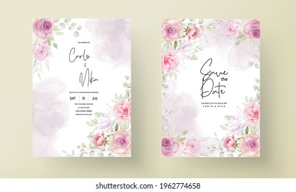 Elegant soft floral wedding invitation card design