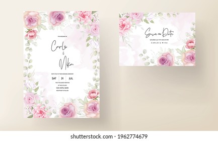 Elegant soft floral wedding invitation card design