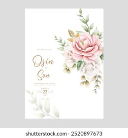 Elegant soft floral wedding invitation card template