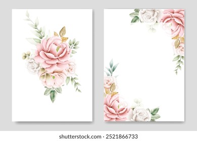 Plantilla floral suave elegante de la tarjeta de la invitación de la boda