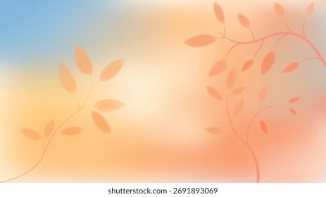 Elegant Soft Gradient Background with Subtle Leaf Branches and Warm Pastel Colors