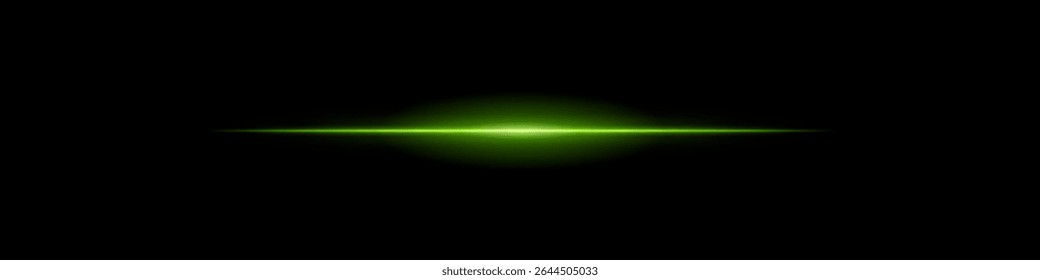 Elegant soft green horizontal beam glowing on a dark background. A subtle flare evoking sunrise energy, cinematic transitions, or the first blink of futuristic awakening.
