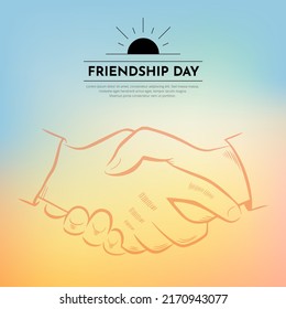 Elegant soft happy friendship day design background with hand shake silhouette vector