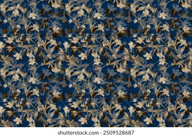 Elegant, soft, and modern pattern in small-scale flowers. Millefleurs. The Liberty style. Floral seamless background for textiles, cotton fabrics, covers, wallpapers, prints, gift wrapping, and scrapb