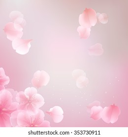 elegant soft pink color cherry flowers vector sakura background
