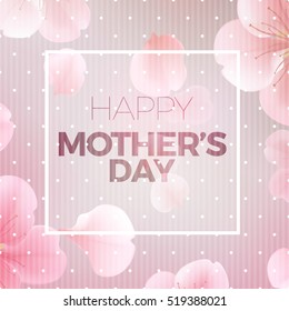 elegant soft pink color cherry flowers vector sakura background for Happy Mother Day card