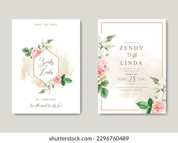 plantilla de tarjeta de invitación a la boda de flores blandas elegantes