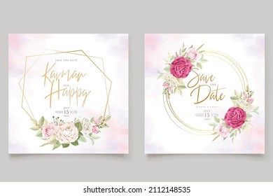 elegant soft rose wedding card set