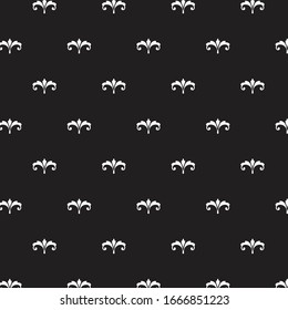 An elegant solid black black vector pattern with repetitive royal motif. textile or curtain design pattern.