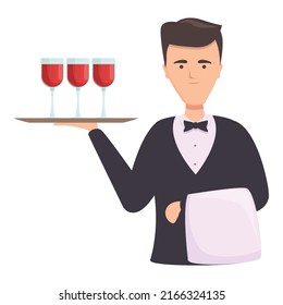 Elegant sommelier icon cartoon vector. Wine glass. Taste cheese