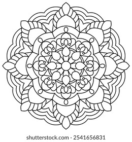 elegante e calmante design mandala para colorir página do livro, relaxante arte mandala para hena design, arte de parede
