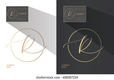 Elegant Sophisticated Logo Design. Hand Written Calligraphy Letter R In A Circle.