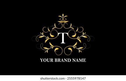 Elegant sophisticated logo with initial letter T. Vintage monogram, business sign, symbol. Vector illustration.
