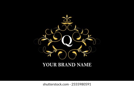 Elegant sophisticated logo with initial letter Q. Vintage monogram, business sign, symbol. Vector illustration.