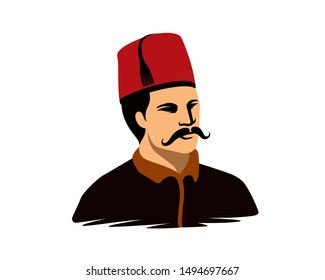 Elegant and Sophisticated Turkish Man Fashion Style with His Fez Traditional Hat 