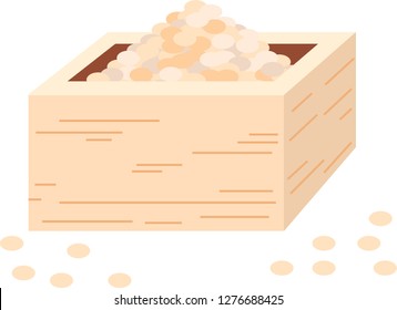 Elegant soys of Japanese Setsubun went into measuring box
