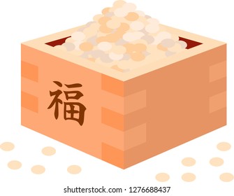 Elegant soys of Japanese Setsubun went into measuring box