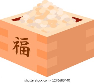 Elegant soys of Japanese Setsubun went into measuring box