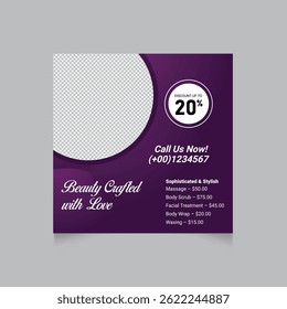 Elegant Spa And Beauty Salon Social Media Ad Template Design With Discount Offer