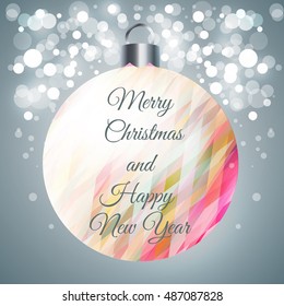 Elegant sparkling christmas background with modern triangle christmas ball