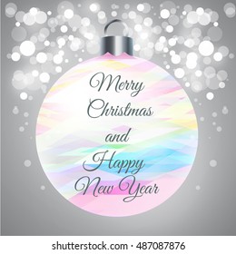 Elegant sparkling christmas background with modern triangle christmas ball