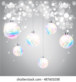 Elegant sparkling christmas background with modern triangle christmas balls