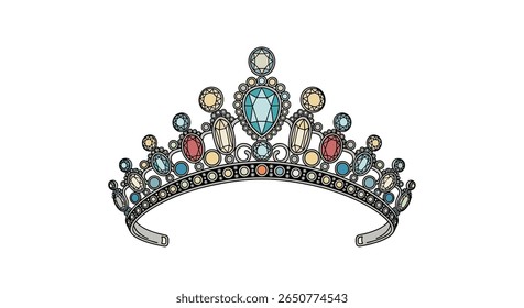 Elegant sparkling gemstone tiara with elaborate metalwork design